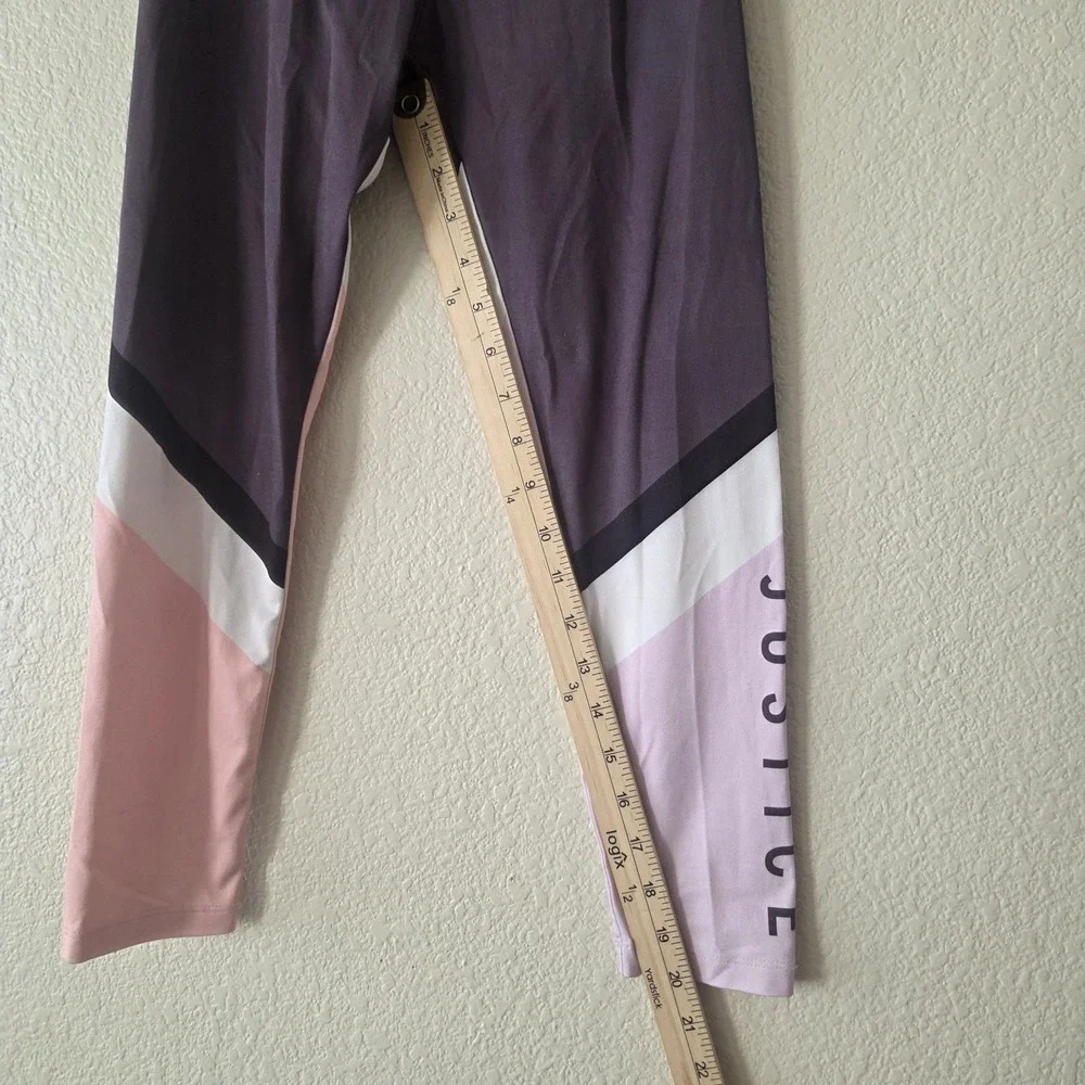 Justice Girls J-Sport Colorful Stripe Active Ankle Leggings Size Medium 10